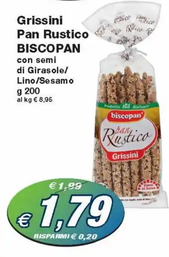 Prix Quality Biscopan Grissini Pan Rustico con semi di Girasole/Lino/Sesamo g 200 offerta