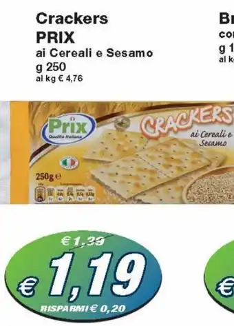 Prix Quality Prix Crackers ai Cereali e Sesamo g 250 offerta