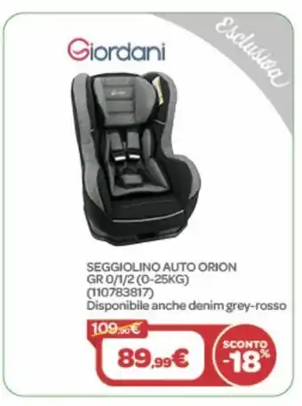 Bimbo Store Seggiolino auto orion gr 0/1/2 (o-25kg) offerta