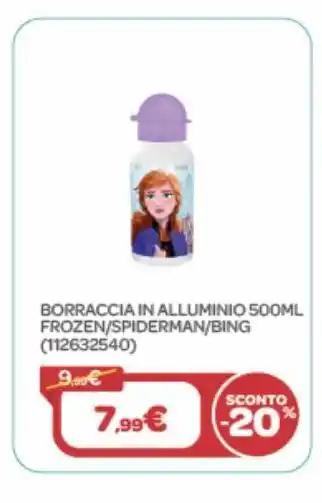 Bimbo Store Borraccia in alluminio 500ml frozen/spiderman/bing offerta