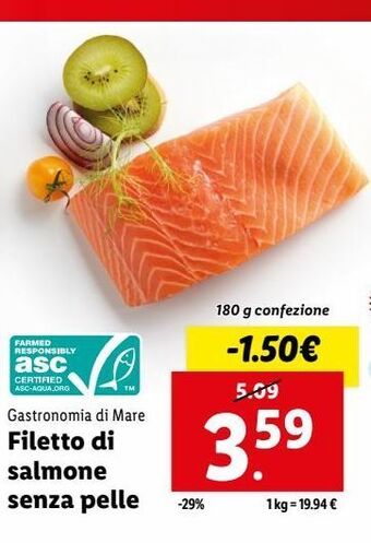 Lidl Filetti di salmone senza pelle offerta