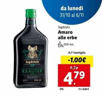 Lidl Amaro alle erbe offerta