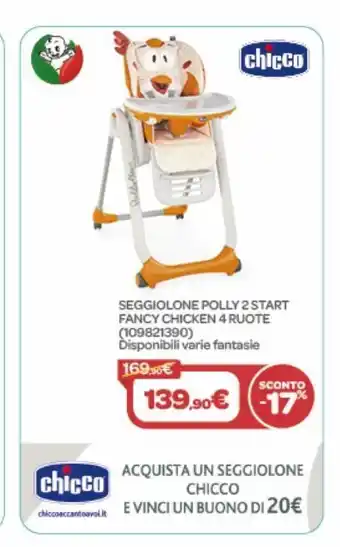 Bimbo Store Seggiolone polly 2 start fancy chicken 4 ruote offerta