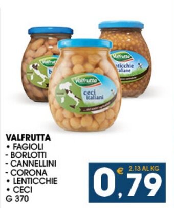 SeBón Supermercati Valfrutta Fagioli Borlotti, Cannellini, Corona, Lenticchie, Ceci g 370 offerta