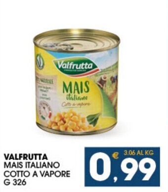 SeBón Supermercati Valfrutta Mais Italiano Cotto a Vapore g 326 offerta
