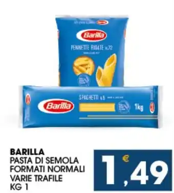SeBón Supermercati Barilla Pasta di Semola formati normali varie trafile kg 1 offerta