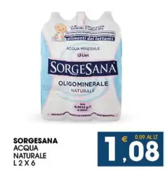 SeBón Supermercati Sorgesana Acqua Naturale L 2 x 6 offerta