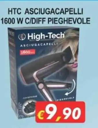 Maury's HTC Asciugacapelli 1600 W C/Diff Pieghevole offerta