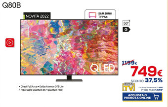 Euronics Samsung QLED 50" Q80B offerta