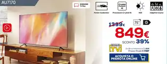 Euronics Samsung Crystal UHD 75" AU7170 offerta