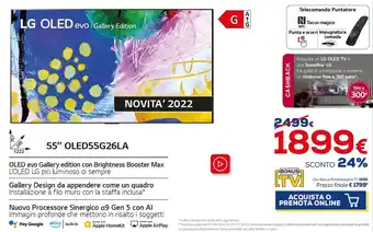 Euronics LG OLED evo 55" OLED55G26LA offerta