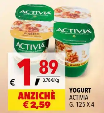 A&O Activia Yogurt g. 125 x 4 offerta
