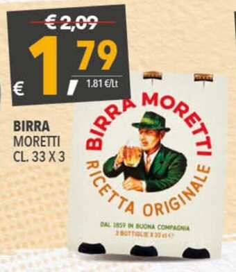 A&O Moretti Birra cl. 33 x 3 offerta