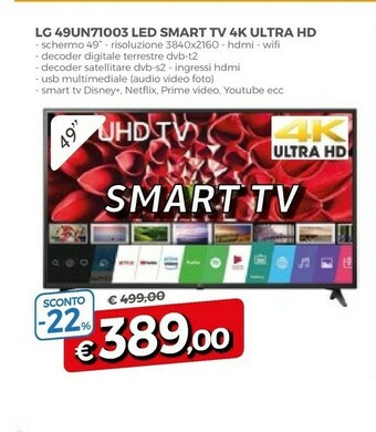 Famila LG 49UN7100 124,5 Cm (49") 4K Ultra HD Smart TV Wi-Fi Nero offerta