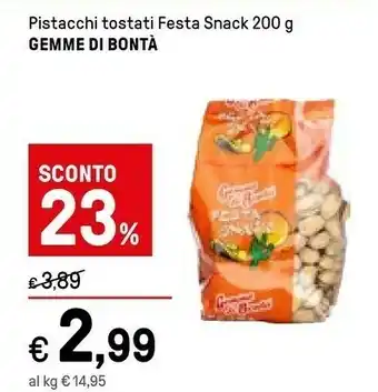 Iper La Grande Gemme Di Bontà Pistacchi Tostati Festa Snack 200 G offerta