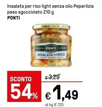 Ponti Insalata Per Riso Light Senza Olio Peperlizia Peso Sgocciolato 210 G