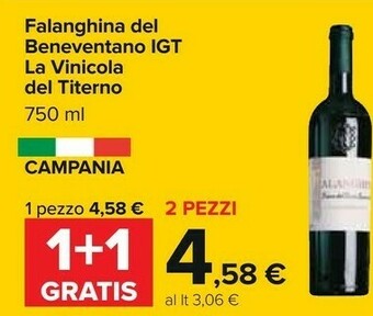 Carrefour La vinicola del titerno Falanghina Beneventano IGP 750 G(ml) offerta