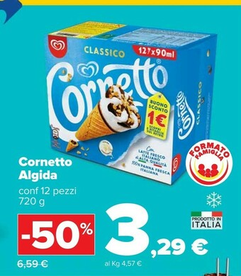 Carrefour Algida Cornetto Classico Con Latte Fresco Italiano Di Alta Qualità 60 G 720 G(ml) offerta