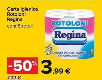 Carrefour Regina Carta Igienica 8 Rotoloni offerta