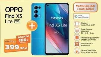 Expert Oppo Find X3 Lite Smartphone 5G, Qualcomm 765G, Display 6.43'' FHD+AMOLED, 4 Fotocamere 64MP, RAM 8GB+ROM 128GB, 4400mAh, Dua offerta