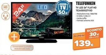 Expert Telefunken TV LED 24" Flat HD TE24550S27YXD offerta
