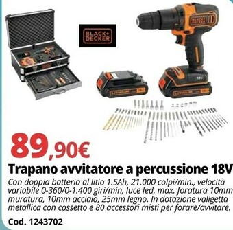 Brico Io Trapano Avvitatore A Percussione 18 V offerta