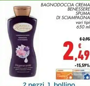 Conad Superstore Spuma di Sciampagna Bagnodoccia Crema 650 Ml offerta