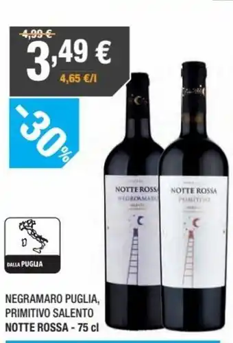 Poli Notte Rossa Negramaro Puglia, Primitivo Salento - 75 cl offerta