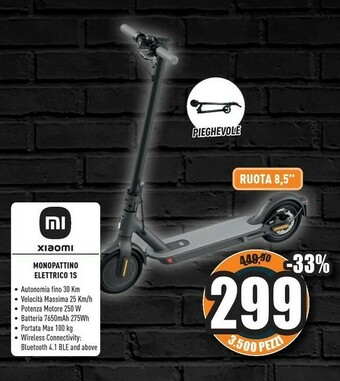 Unieuro Xiaomi Mi Electric Scooter 1S 25 Km/h Nero offerta