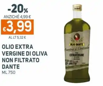 Ekom Dante Olio Extra Vergine di Oliva Non Filtrato ml 750 offerta
