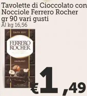 Ferrero Rocher Tavolette di Cioccolato con Nocciole Vari Gusti gr 90
