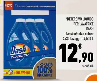 Conad Dash Detersivo Liquido per Lavatrice classico/salva colore 3x30 lavaggi 4,500 L offerta