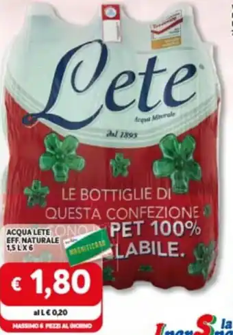 Lete Acqua Effervescente Naturale 1,5L x 6