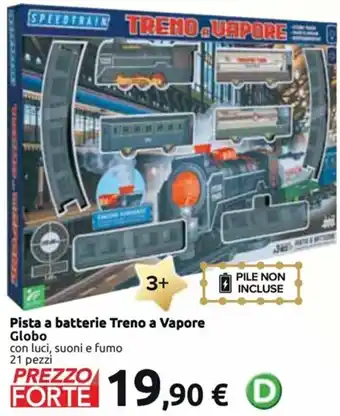 Pista A Batterie Treno A Vapore Globo Con Luci, Suoni e Fumo 21 Pezzi