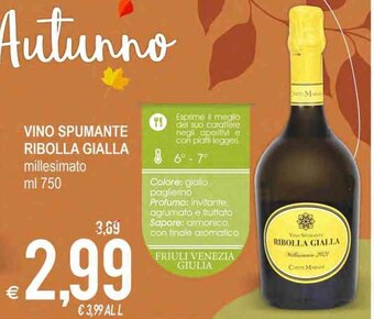 MD Discount Vino Spumante Ribolla Gialla millesimato ml 750 offerta