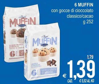 MD Discount 6 Muffin con gocce di cioccolato classico/cacao g 252 offerta