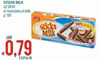 MD Discount Le Bon Sticks Milk al cioccolato al latte g 150 offerta