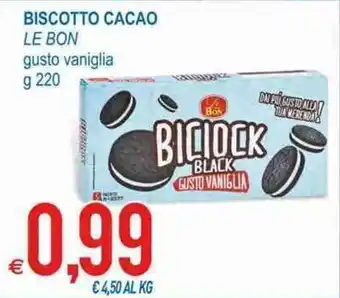 MD Discount Le Bon Biscotto Cacao gusto vaniglia g 220 offerta