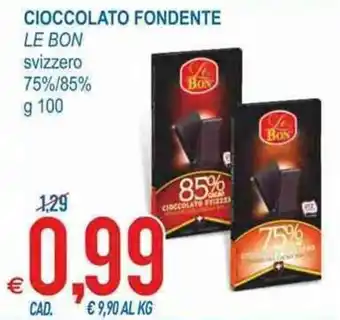 MD Discount Le Bon Cioccolato Fondente svizzero 75%/85% g 100 offerta