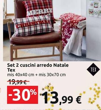 Carrefour Iper Set 2 cuscini arredo natale tex offerta