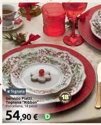 Carrefour Iper Servizio piattti tognana " ribbon"" porcellana 18 pezzi offerta