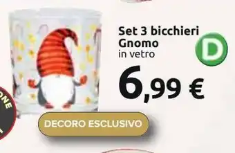 Set 3 bicchieri gnomo