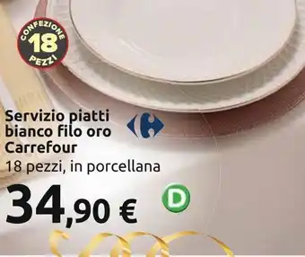 Servizio piatti bianco filo oro carrefour