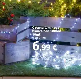 Carrefour Iper Catena luminosa bianca con 100 led 10 mt offerta