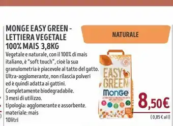 Il Gigante Monge easy green - lettiera vegetale 100% mais 3.8 kg offerta