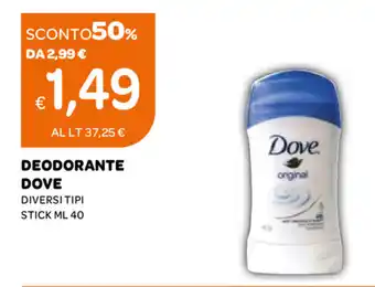 Ekom Dove Deodorante 40ml offerta
