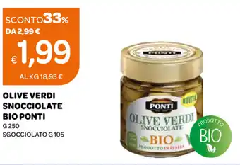 Ekom Ponti Olive Verdi Snocciolate Bio 250g/105g offerta