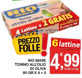 Gecop Rio Mare Tonno All'Olio di Oliva 80gr x 4+2 offerta