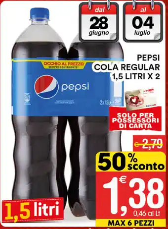 Gecop Pepsi Cola Regular 1,5 Litri x 2 offerta