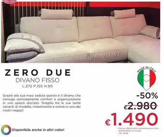 Zero due divano fisso